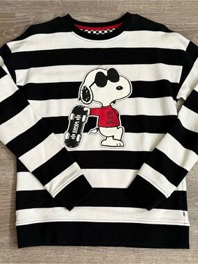 Vans x Peanuts: Snoopy Black & White Striped Crewneck Sweater